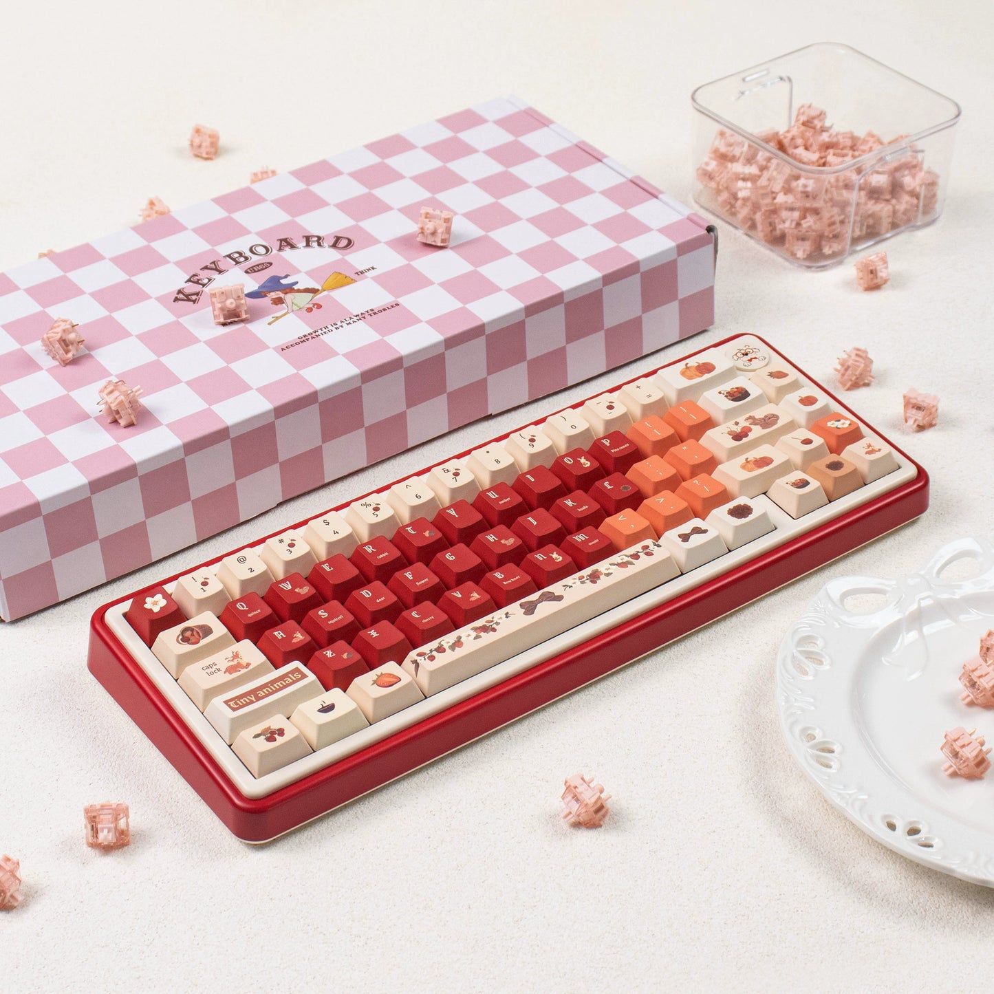 UR65 Blue/Pink/Red Mechanical Customized Keyboard (Tri-mode Gasket Hot Swap RGB Support QMK/VIA)
