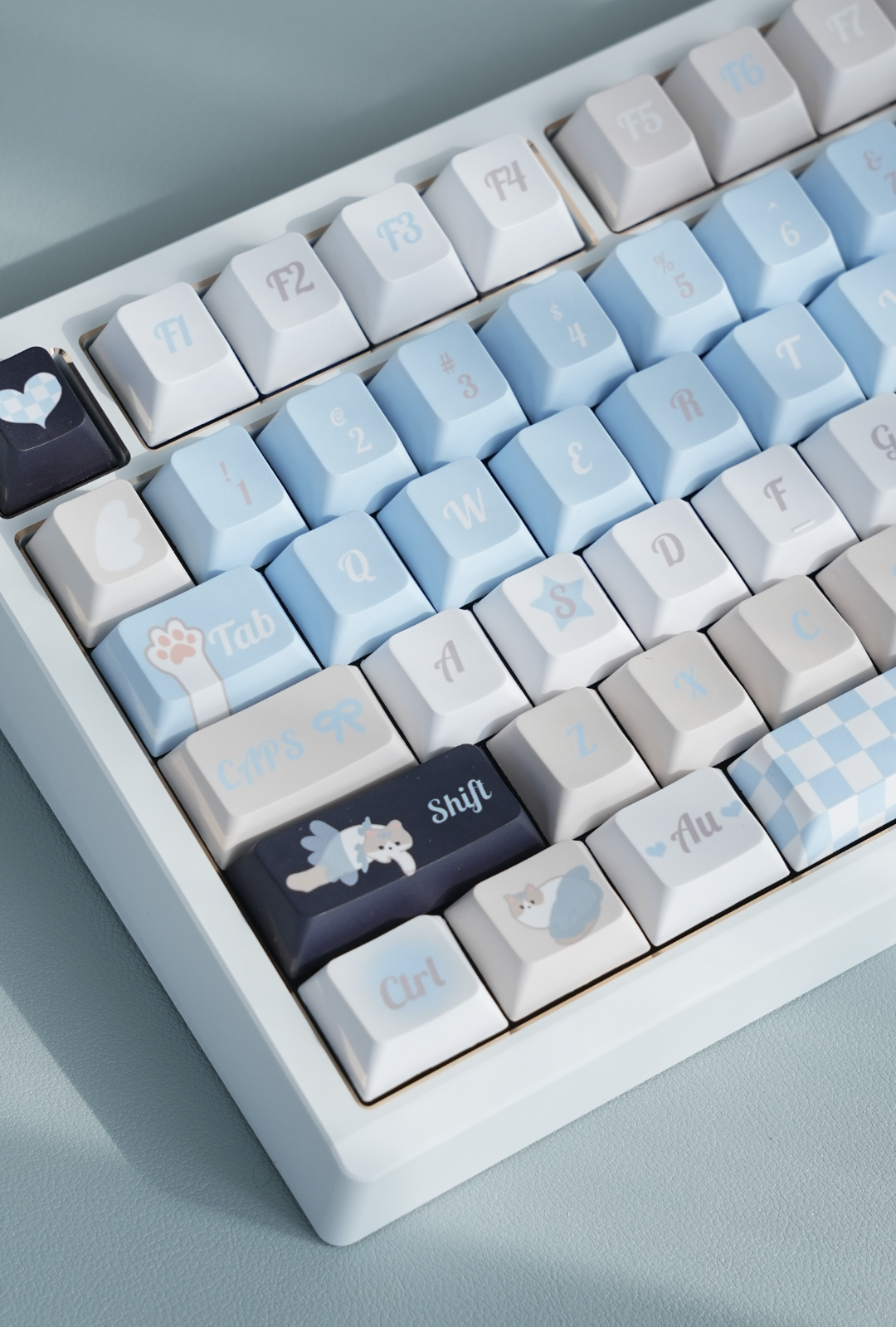 078 Pastel Blue Ballet Meow Cat New Cherry Profile Keycaps