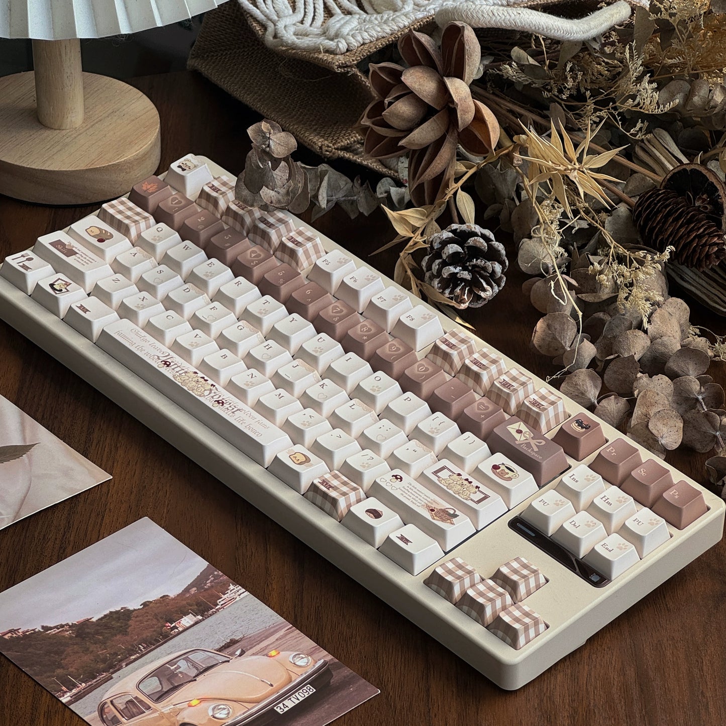 #0245 Mocha Bear Cute Brown Beige Keycap Cherry Profile（not including keyboard）