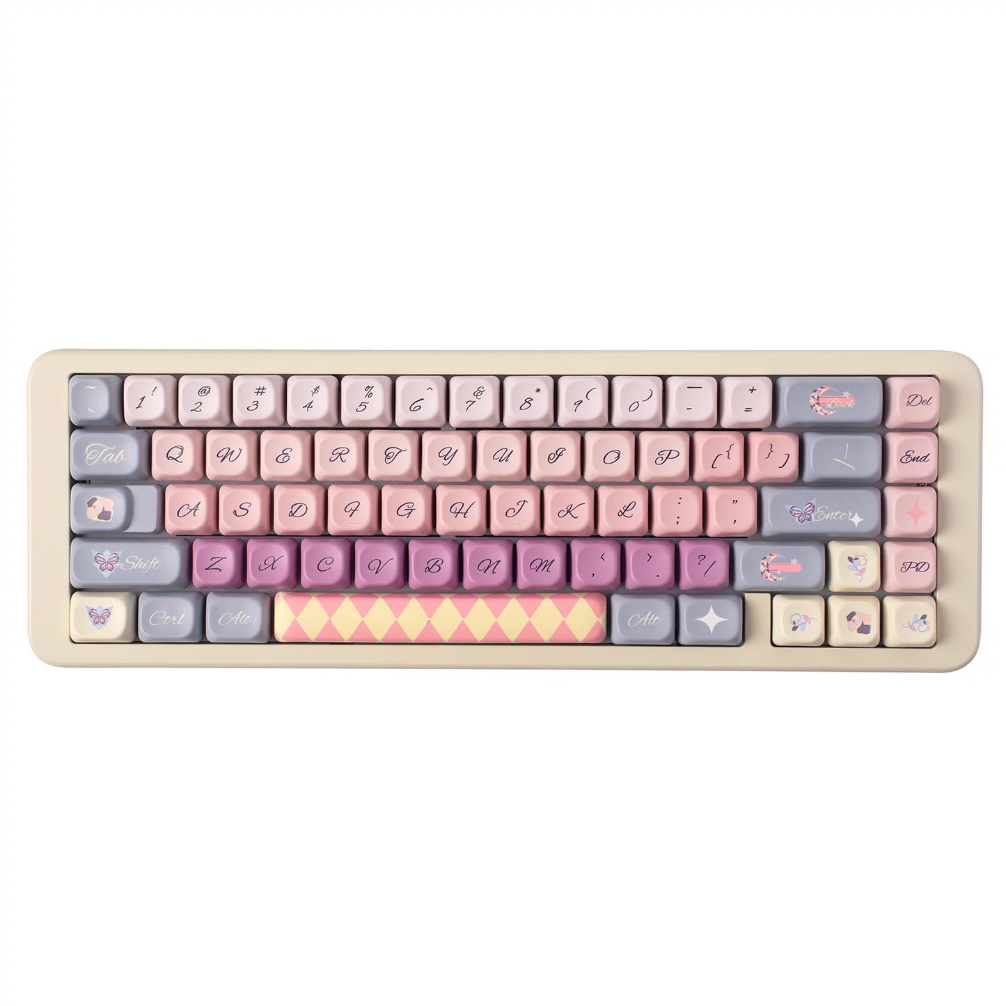 Pastel Purple Pink Gray Blue Moonlight Butterfly SOA/URE Profile Keycap Set URE Studio Designed