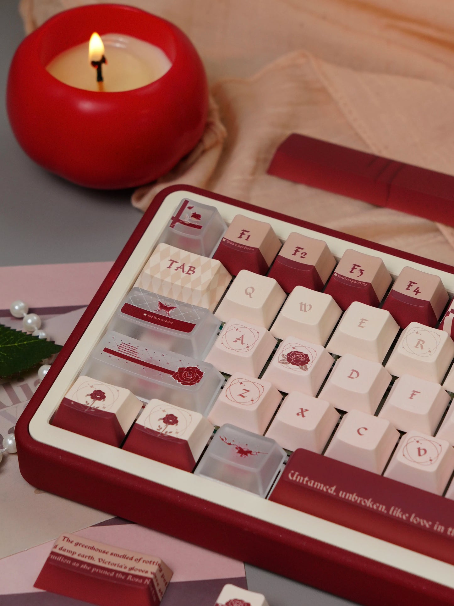 #0277 Wild Rose Keycap Retro Red Velvet Premium Designed By Miller