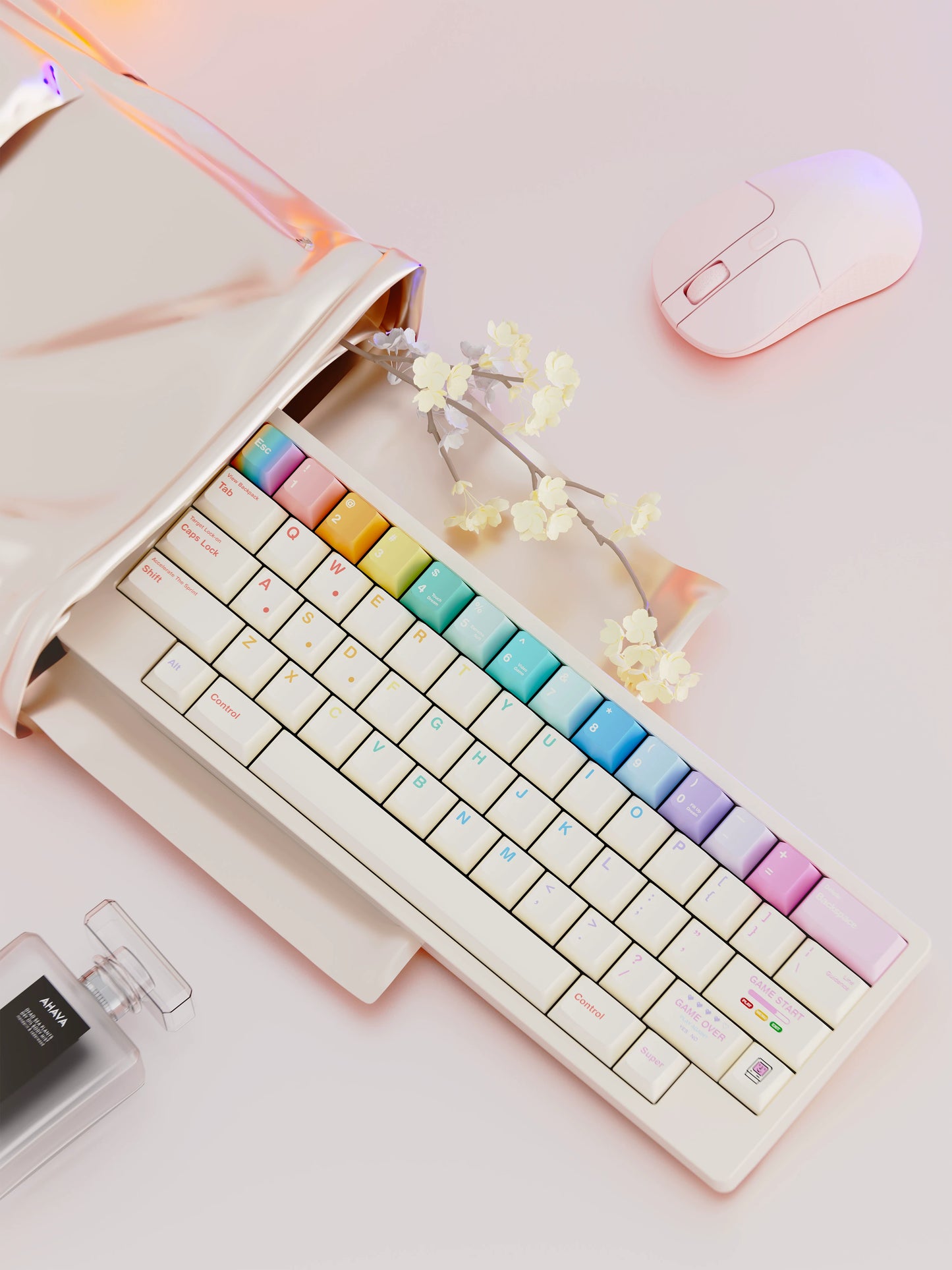 #0252 Loerent Fingertip Dancer - Macaron Color Scheme PBT Keycaps Cherry Profile (not Including Keyboard)