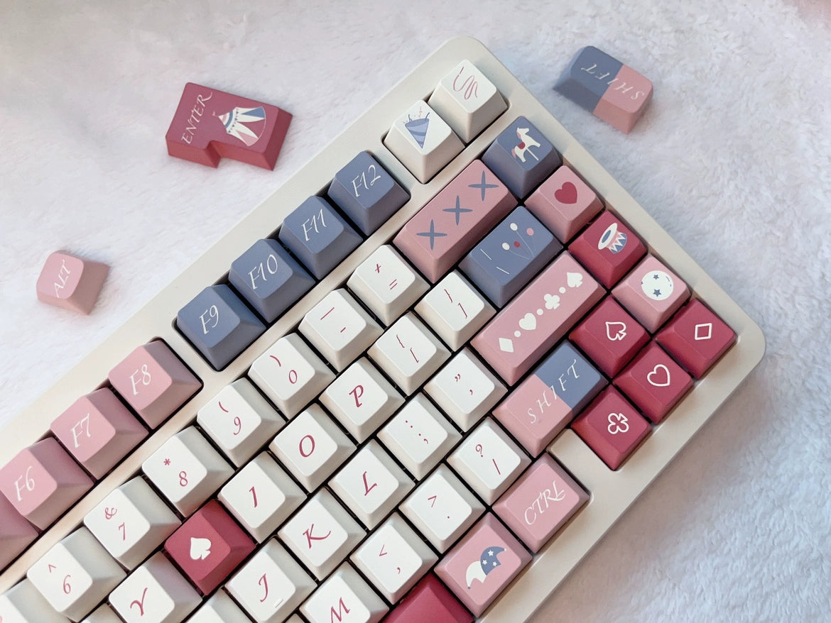 Wonderful Night of Circus Dusty Blue Dusty Rose Red Keycap Set