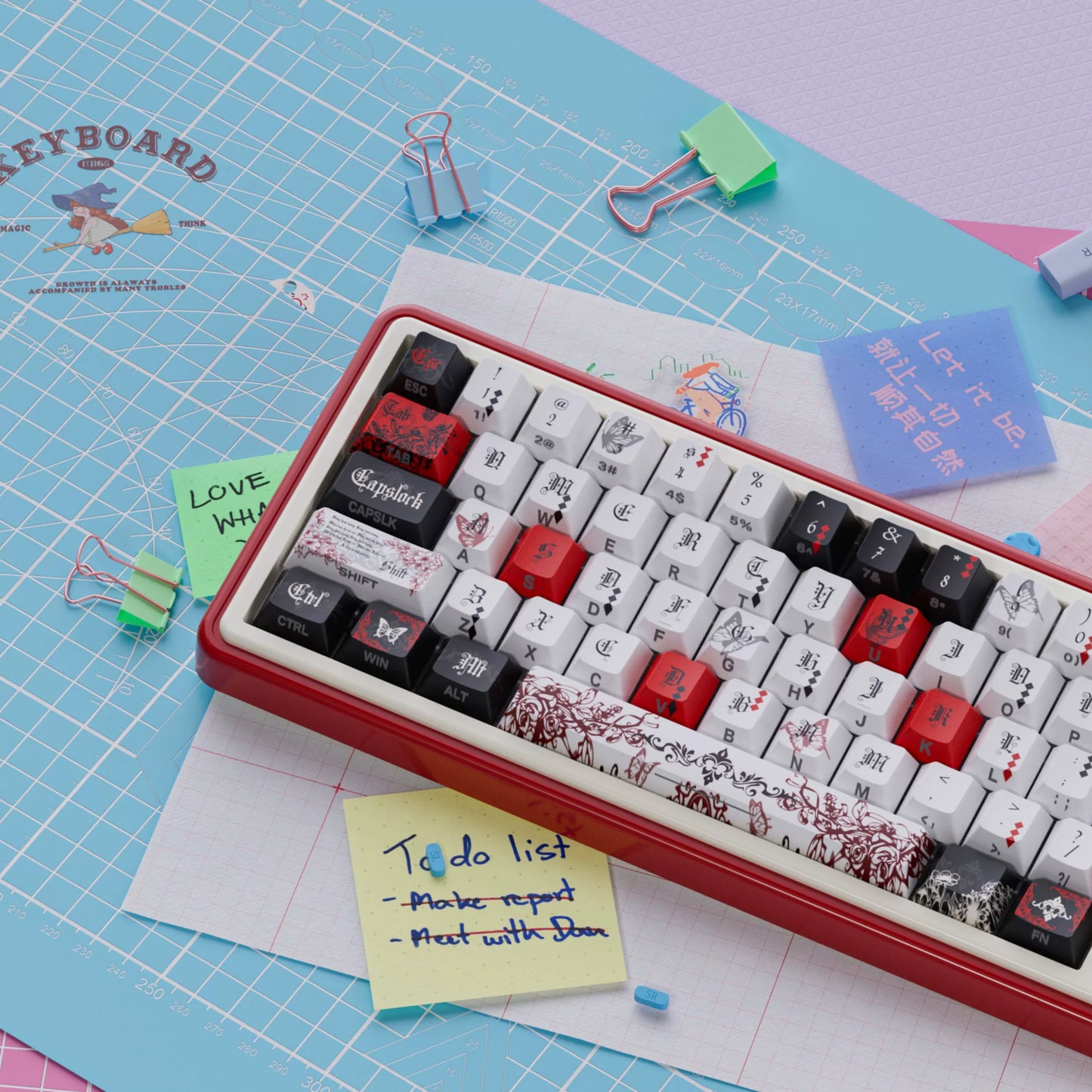 UR65 Blue/Pink/Red Mechanical Customized Keyboard (Tri-mode Gasket Hot Swap RGB Support QMK/VIA)