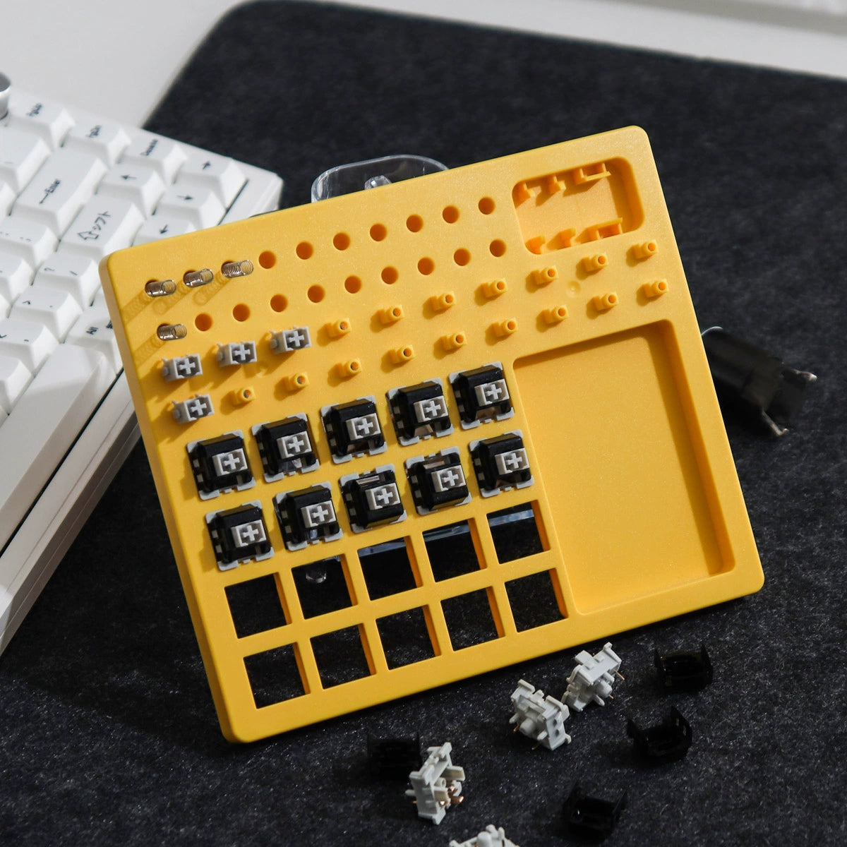 Switch puller tray Mechanical keyboard switch Lubrication tool tray Yellow/gray/blue ruber