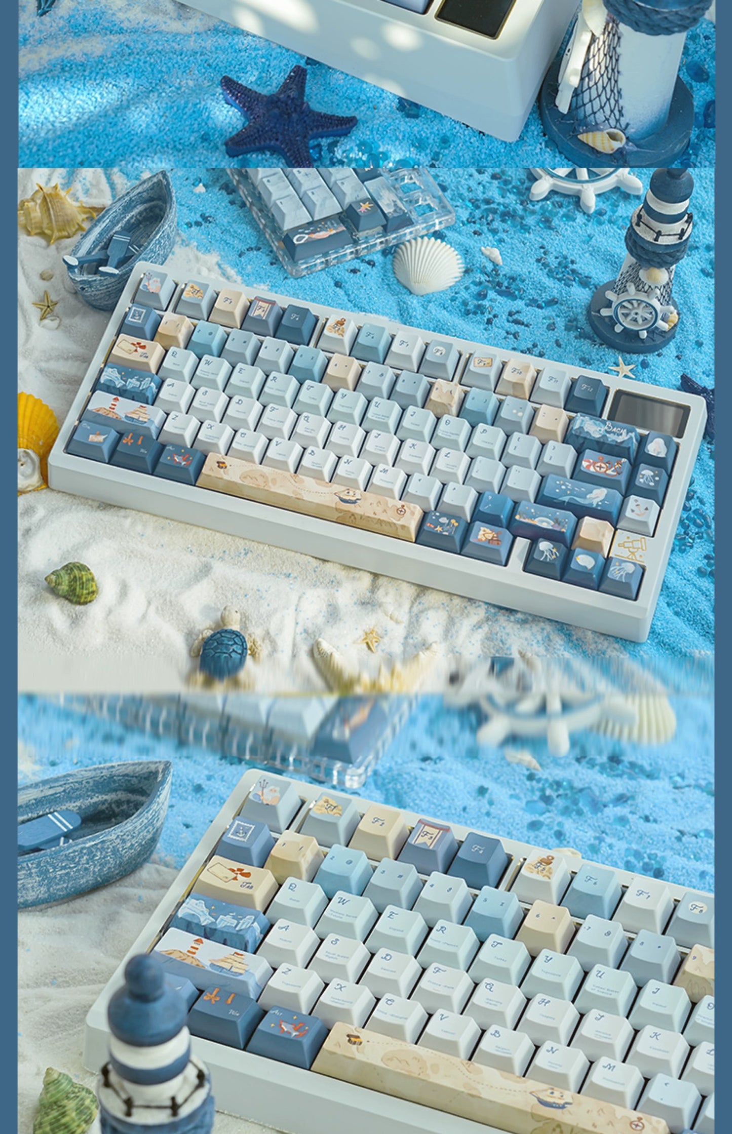 085 Nautical Chart Blue Retro Ocean Theme 138-keys Keycap