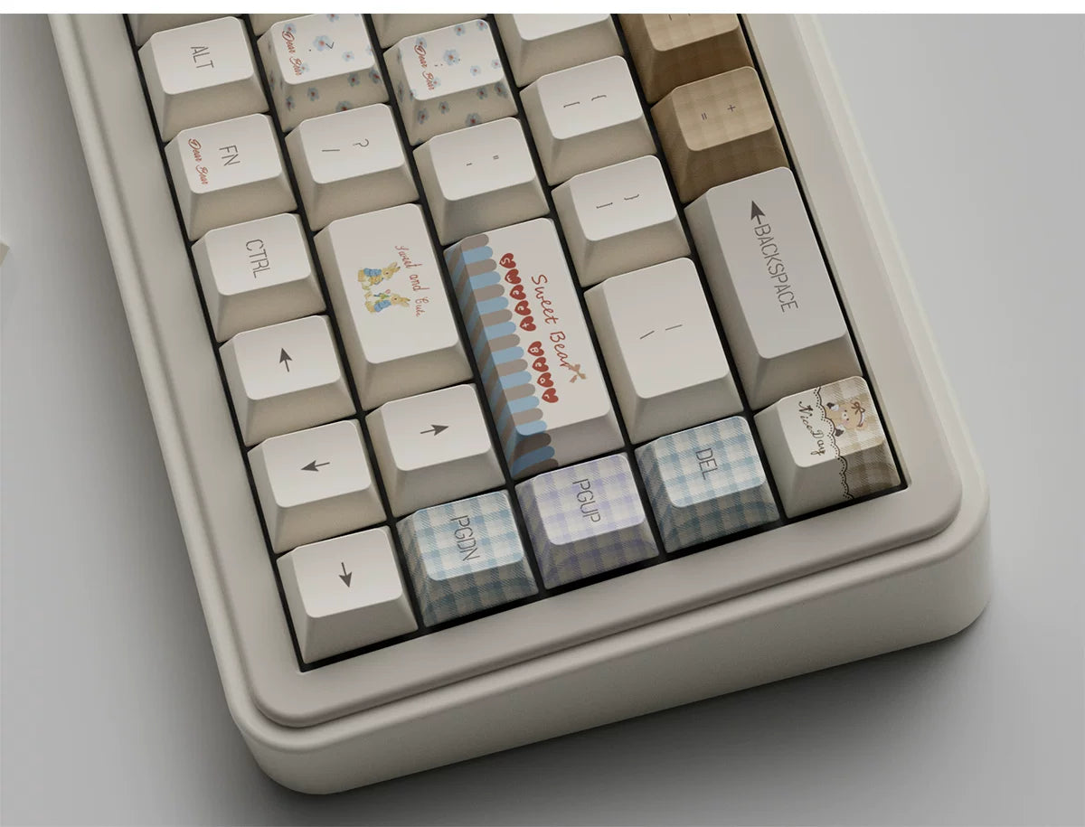 #0283 Milk Coffee Bear Cream Letter Tea Party Keycap Cherry Profile Designed By COLA