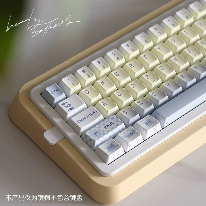 005 Psychics Light Blue Pastel Milk Yellow Gradient Keycap Cherry Profile