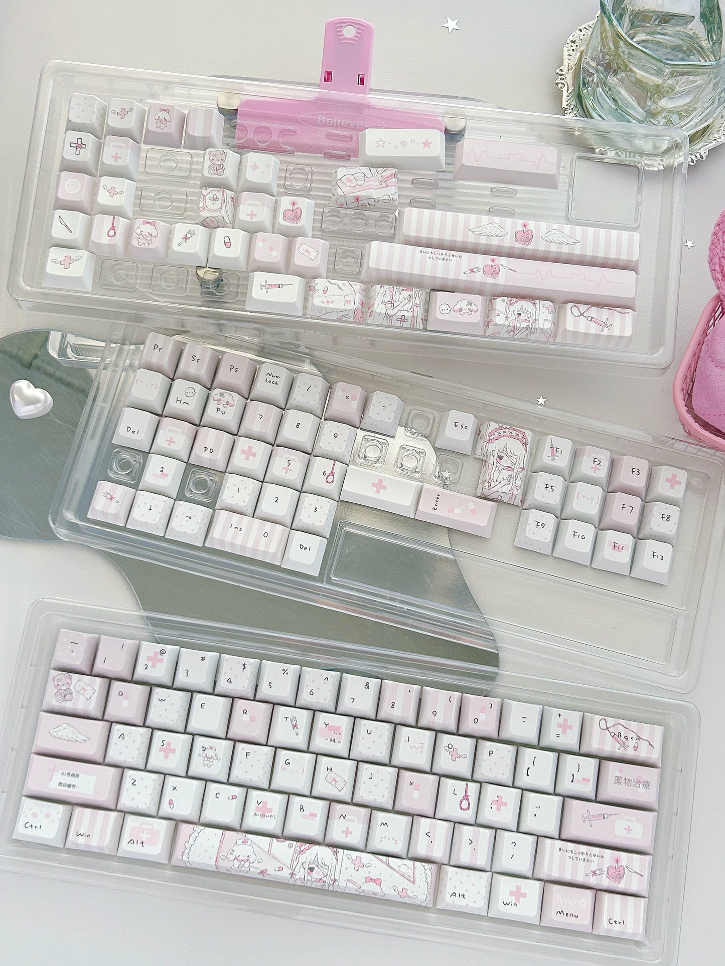 #0286 1 Angel Treatment Room Cold White Light Pink Keycap Cherry Profile