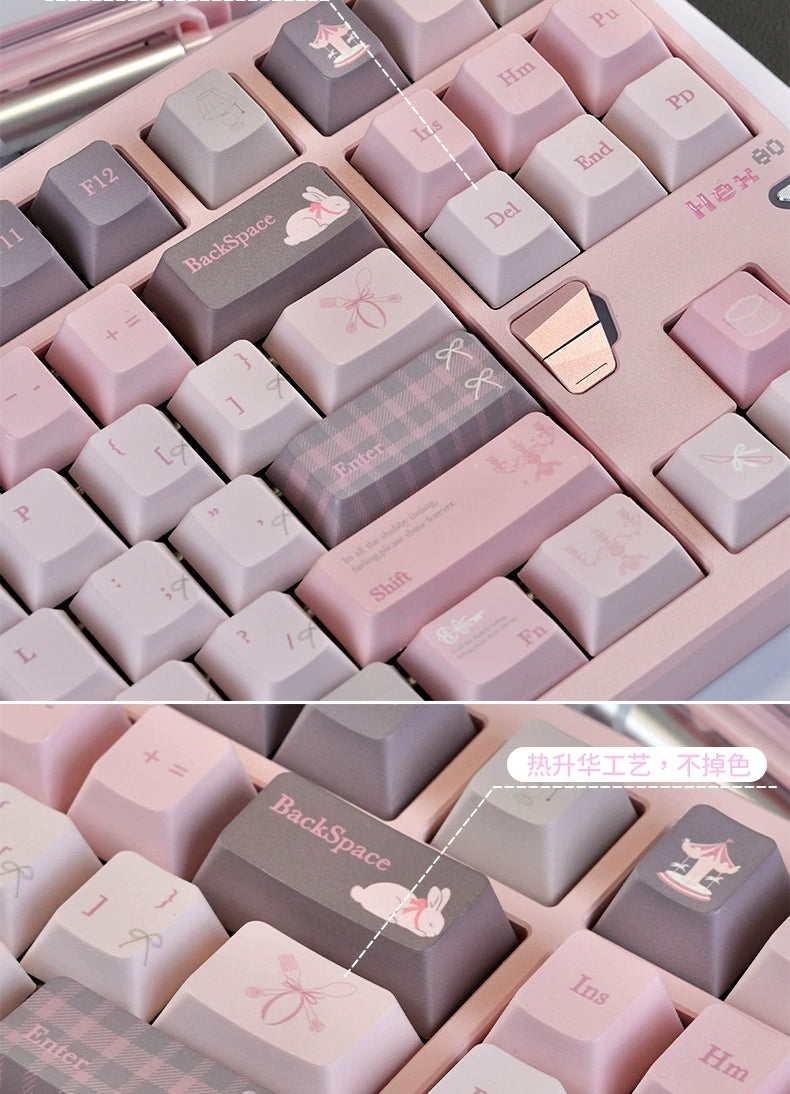 #0244 Gentle World Gray Pink Keycap Cherry Profile（not including keyboard）