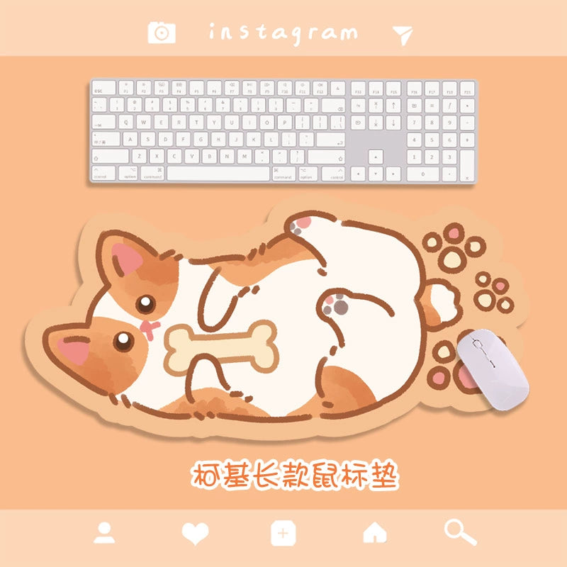 Kitty Cat Shaped Large Soft Mousepad Table Mat Kawaii Cute Cartoon Unique Girl Computer Desk Mat Keyboard Pad