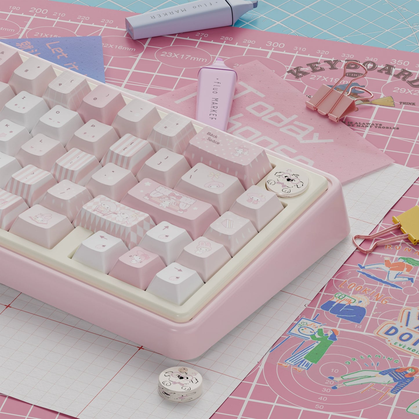 UR65 Blue/Pink/Red Mechanical Customized Keyboard (Tri-mode Gasket Hot Swap RGB Support QMK/VIA)
