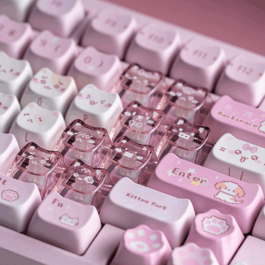 #0211 Pink Pixel Meow Cat Keycap Designed By SOULCAT (not Including Keyboard)