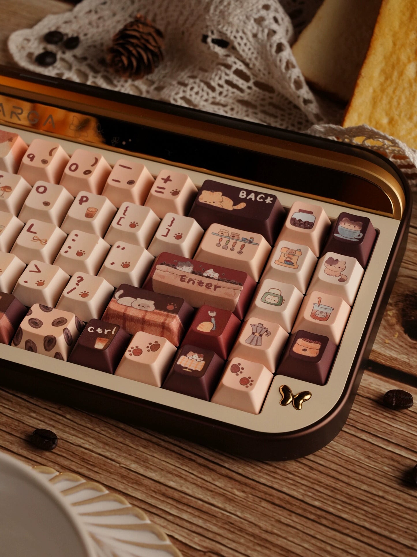 LilyX Lab Meow Cafe Cute Vintage Cherry/SOA Profile Keycap 138-keys