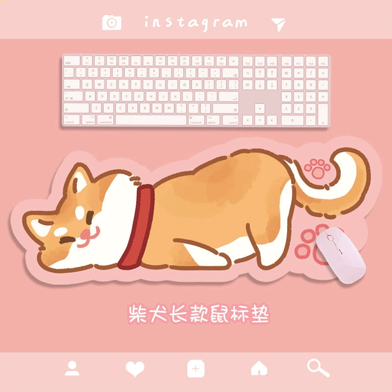 Kitty Cat Shaped Large Soft Mousepad Table Mat Kawaii Cute Cartoon Unique Girl Computer Desk Mat Keyboard Pad