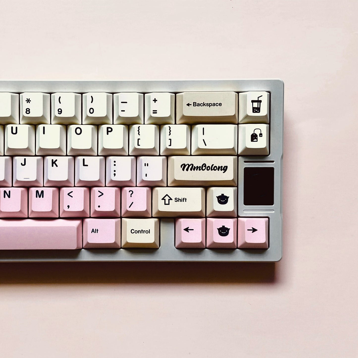 Pastel Pink Pale Yellow White Peach Oolong with Split Space Bars cherry profile keycaps