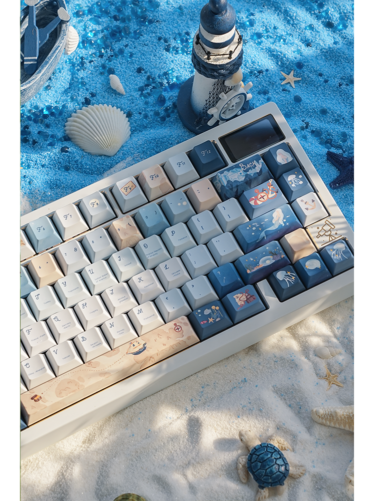 085 Nautical Chart Blue Retro Ocean Theme 138-keys Keycap