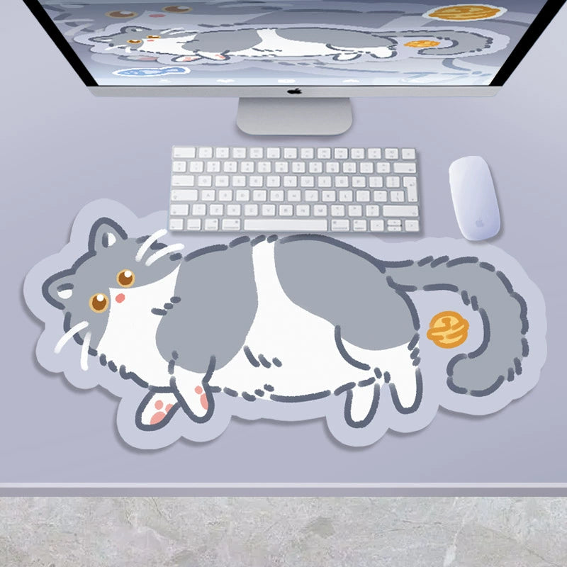 Kitty Cat Shaped Large Soft Mousepad Table Mat Kawaii Cute Cartoon Unique Girl Computer Desk Mat Keyboard Pad