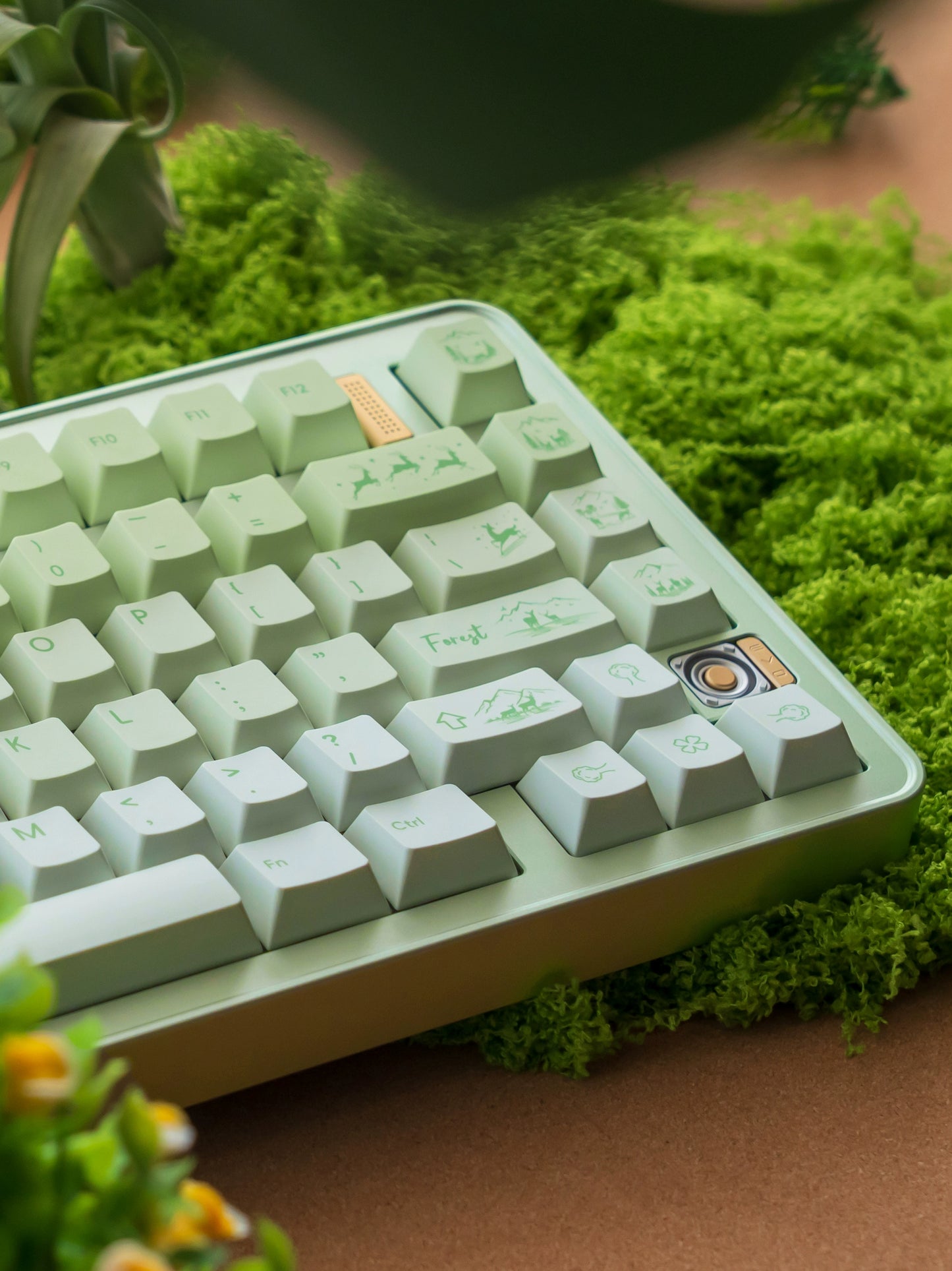 #0216 Fresh Green Dearwood Whisper Keycap Set Cherry Profile PBT146+PC115  （not including keyboard）