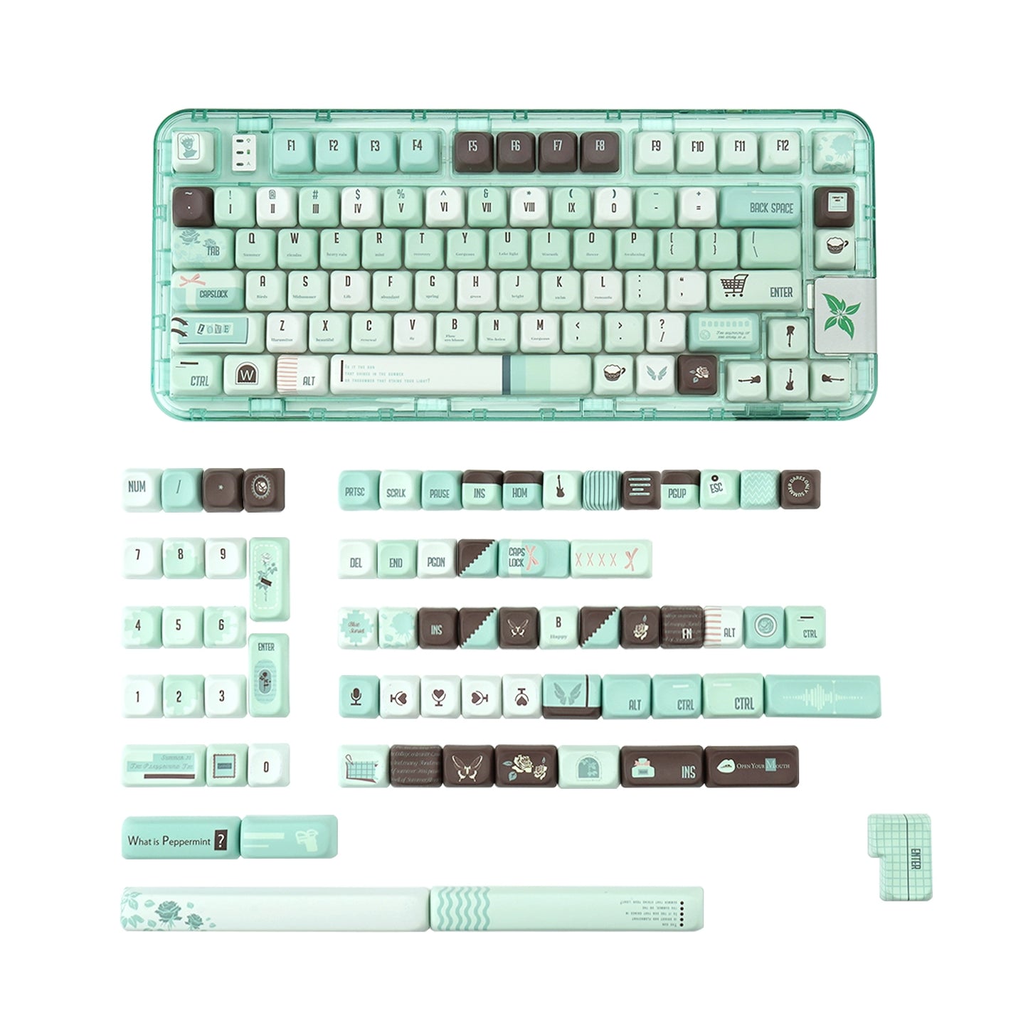 #0241 Mint Chocolate Mambo Keycap Green Brown Keycap Cherry Profile (not including keyboard)