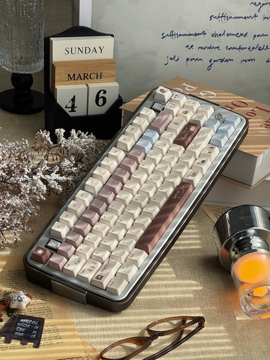 #0275 Snow Chestnut House Blue Coffee Light Saturated Colors Keycap Cherry Profile Designed By MoCoo