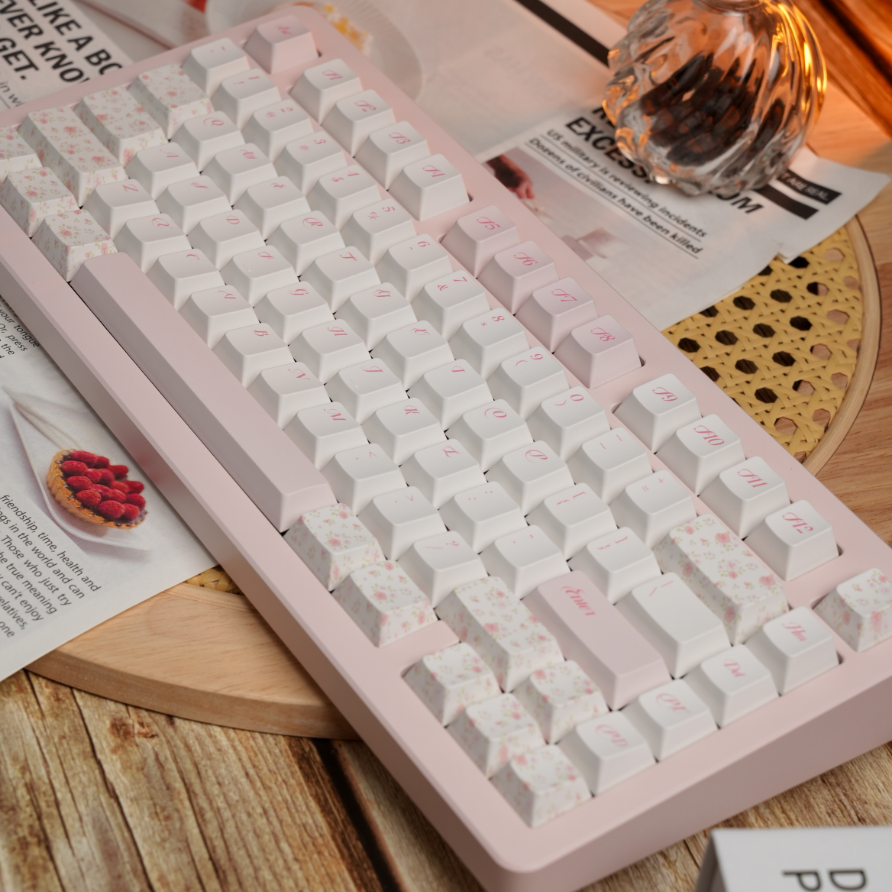 090 Light Pink Rose Flower Love Language Floral Small Fresh Keycap MoCoo Designed