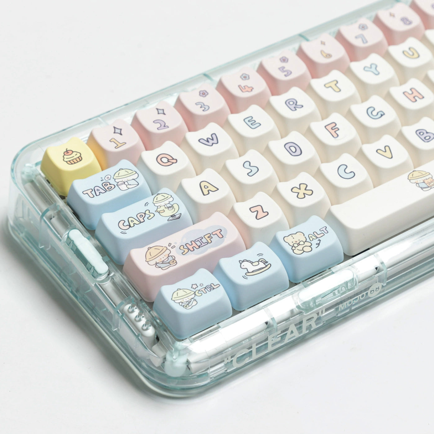 Pastel Blue Pink and Yellow Baby Puppy MOA Profile Keycaps 138 Keys