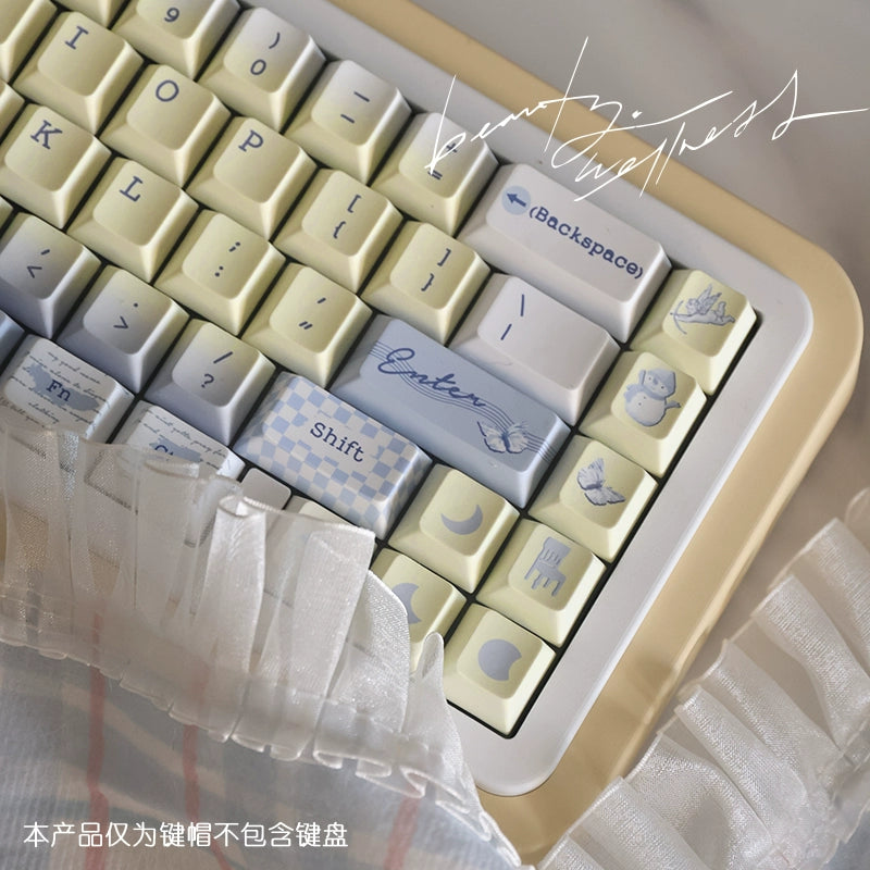 005 Psychics Light Blue Pastel Milk Yellow Gradient Keycap Cherry Profile