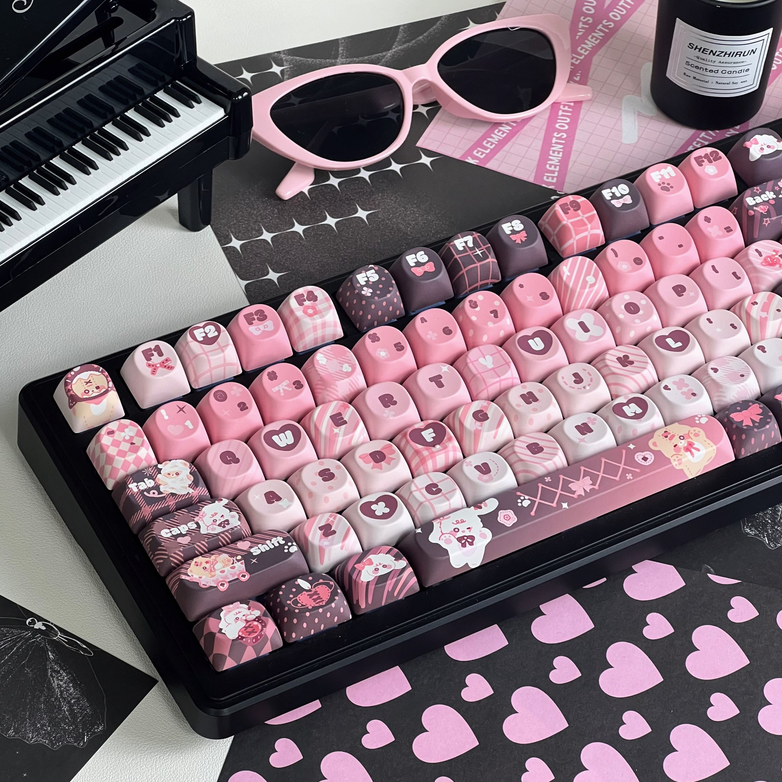 #0151 Doll World Cute Black Pink Keycaps – STRAWBERRYJAM1986