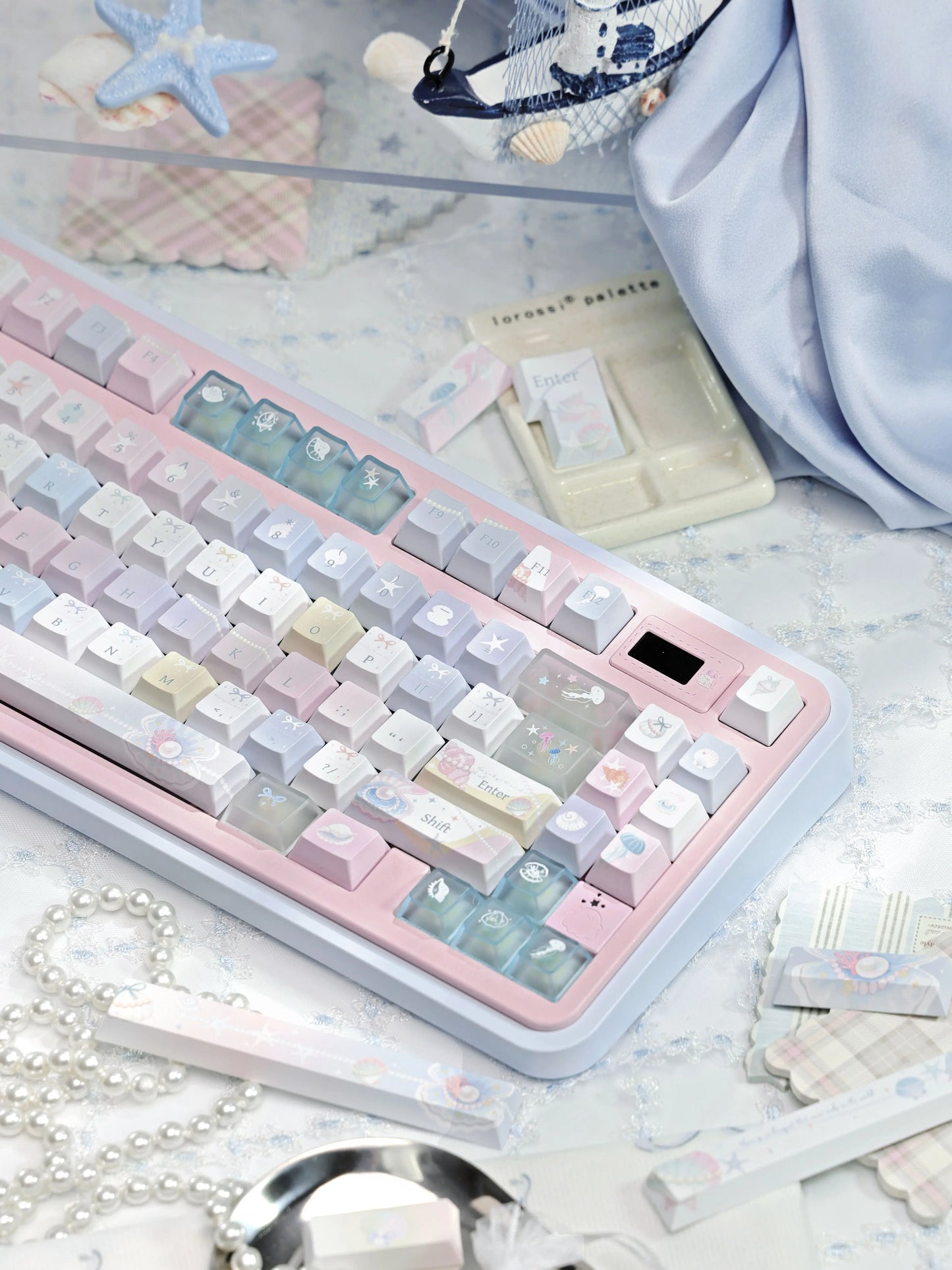 #0269 Pastel Seashell Jellyfish Pearls Keycaps With Foggy Pc Novelty Cherry Profile Designed By Miller