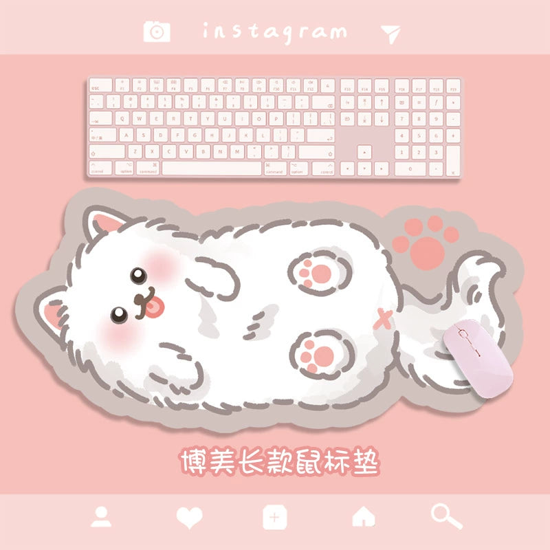 Kitty Cat Shaped Large Soft Mousepad Table Mat Kawaii Cute Cartoon Unique Girl Computer Desk Mat Keyboard Pad