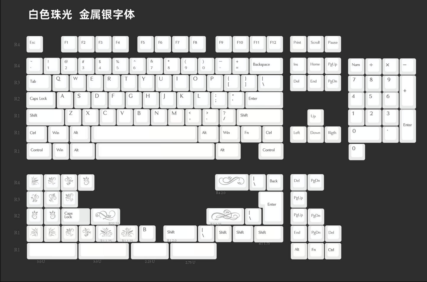 #0253 Symphony Pearl Shade Keycap Cherry Profile PBT1.7 Thickness Designed By FRONTIER
