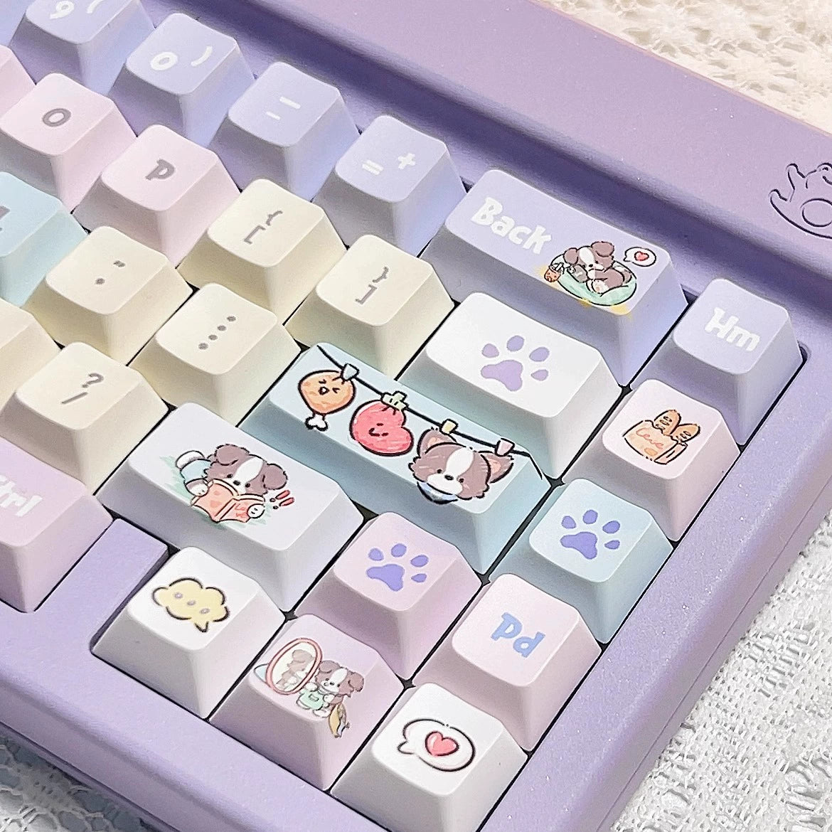 028 Cute Puppy  Music Note Piano Keys Blue Purple Macaron Keycap Cherry Profile