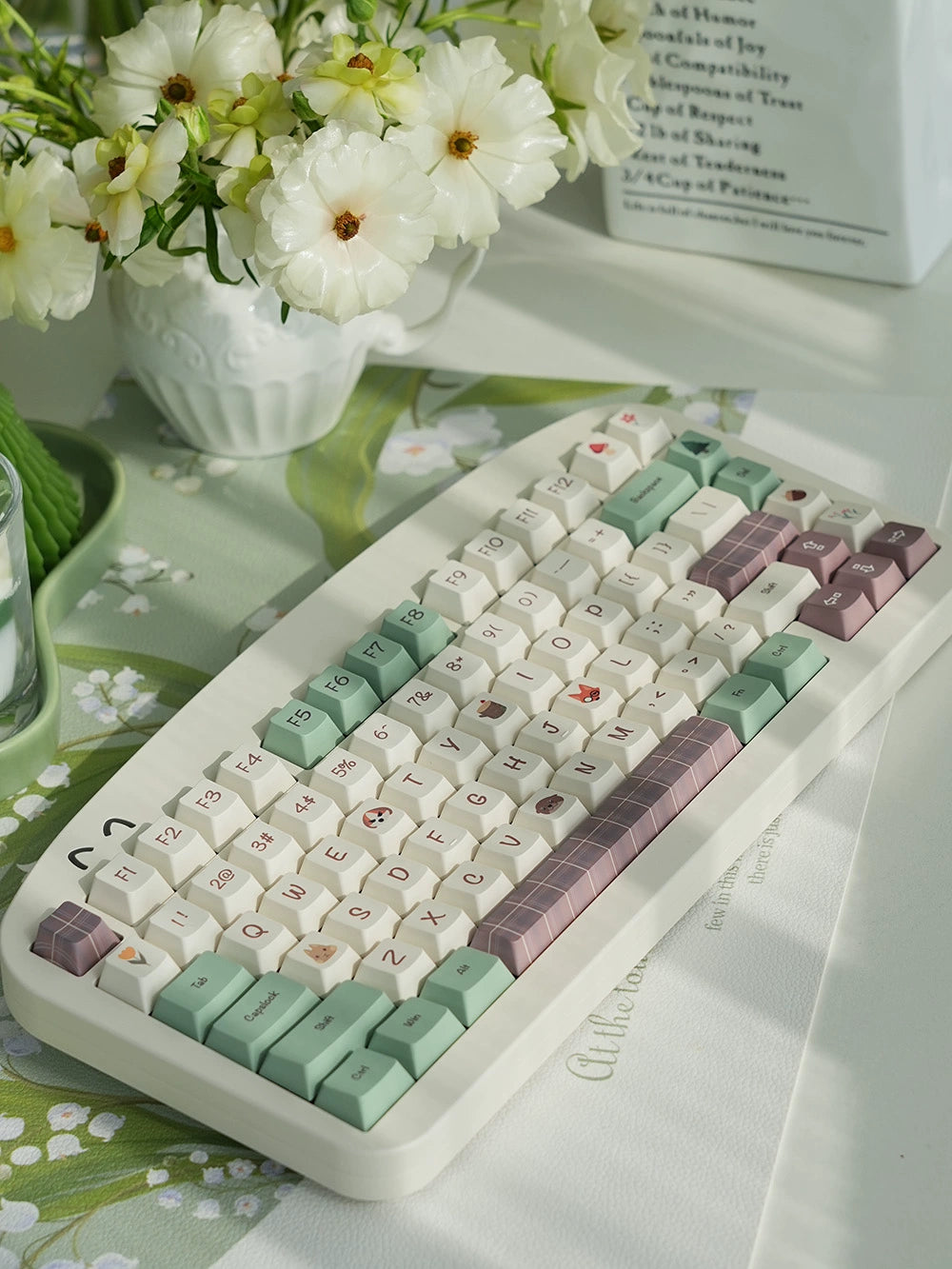 057 Forest Corner Mechanical Keyboard Cute Minimalist Keycap 143 Keys Cherry Profile Designed By Daydreamer