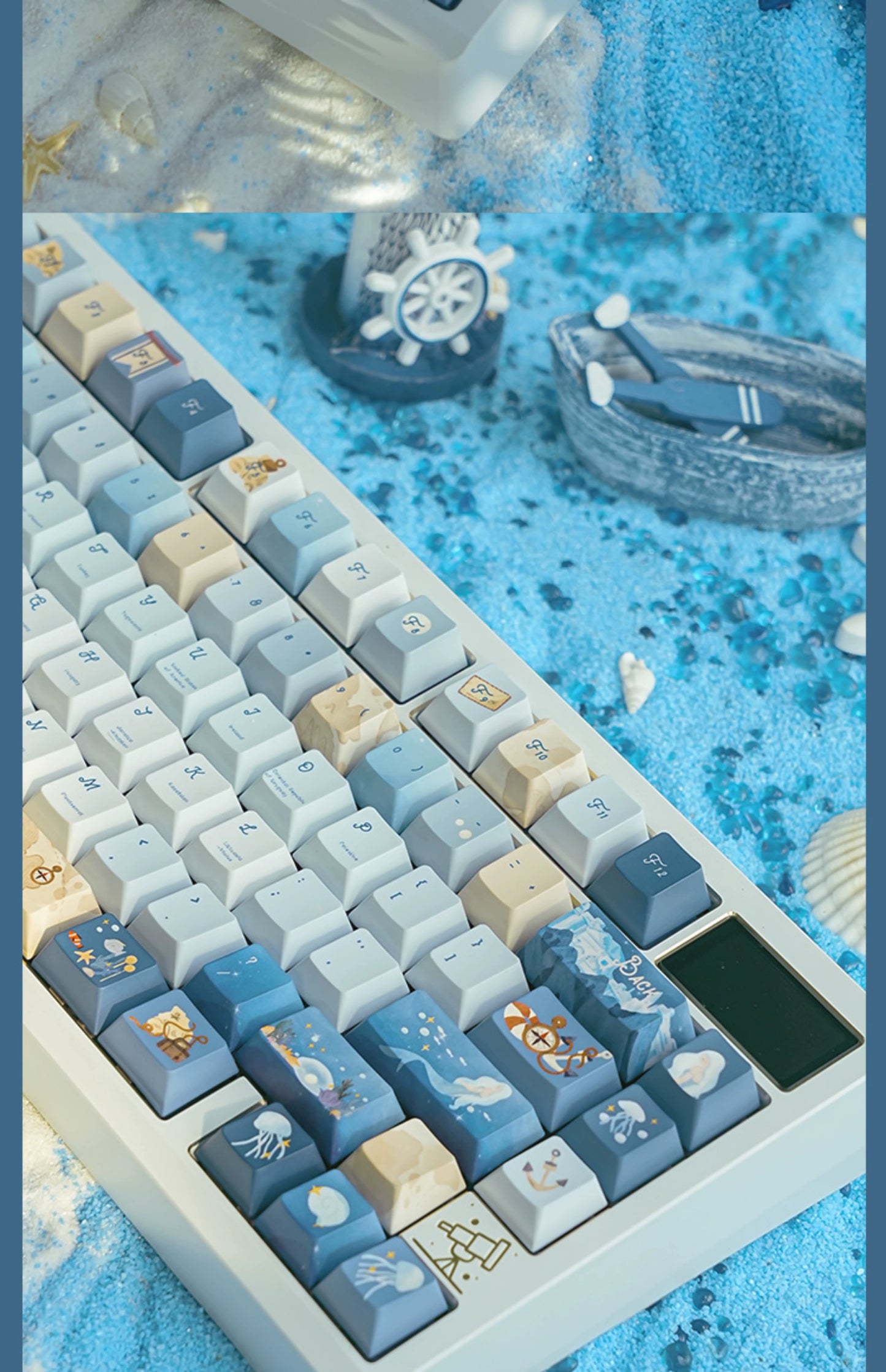 085 Nautical Chart Blue Retro Ocean Theme 138-keys Keycap