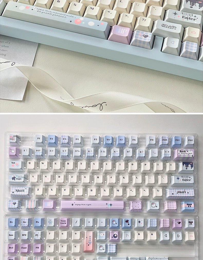 120 Slightly Drunk Bubbles Cute Pink Blue Girl Keycap New Cherry Profile 129-keys