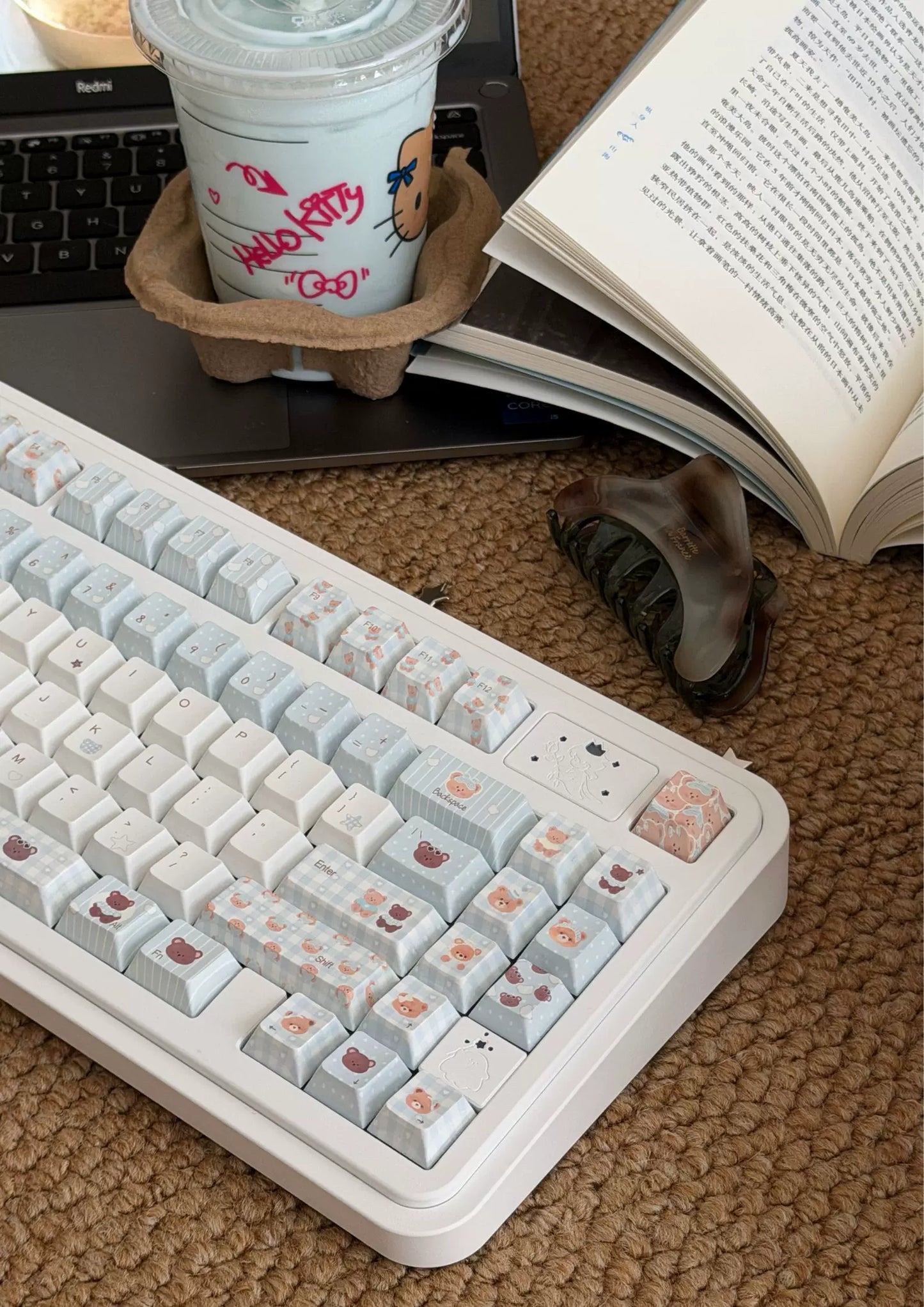 #0279 Light Blue Cream Bear Keycap cherry Profile Designed By LilyX Labs