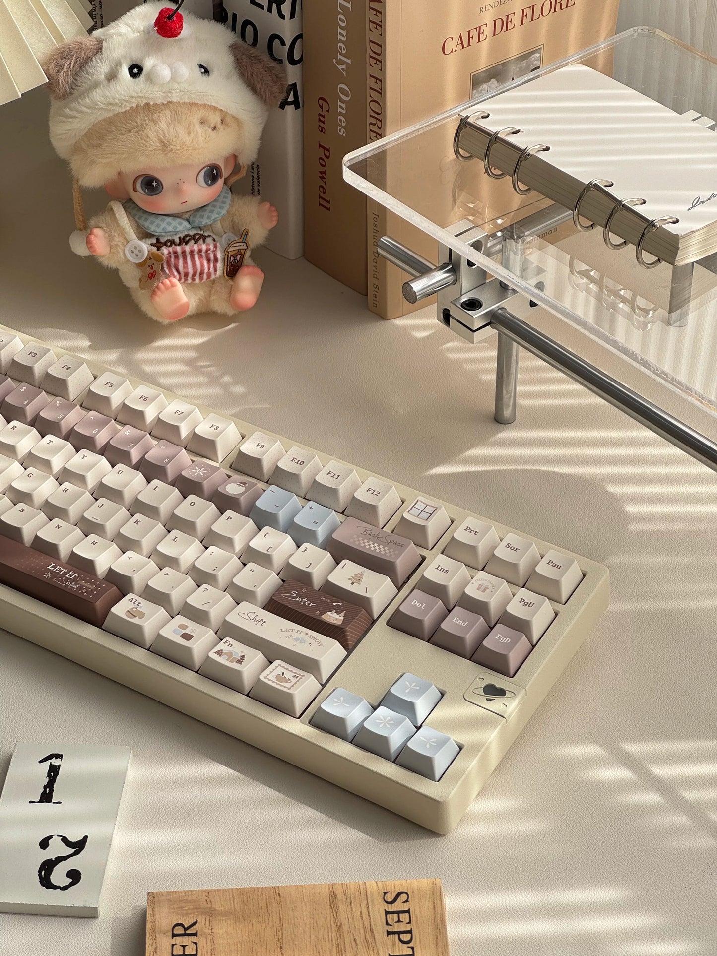 #0275 Snow Chestnut House Blue Coffee Light Saturated Colors Keycap Cherry Profile Designed By MoCoo