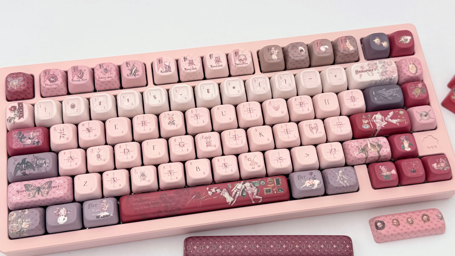 #0249 The Moth's Dream Keycaps Rose Red Grey Cherry /foa Profile (not including keyboard)