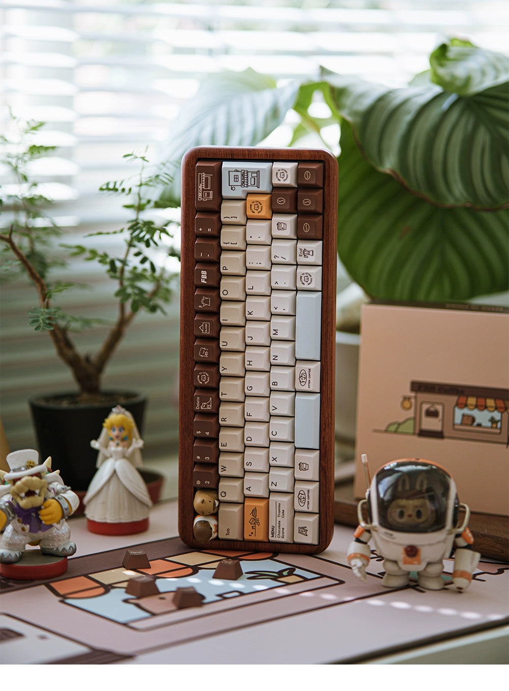 049 Cute Otter Coffee Brown Beige Kapibara Keycaps Cherry Profile FBB Designed 145 Keys 1.6mm Thickness