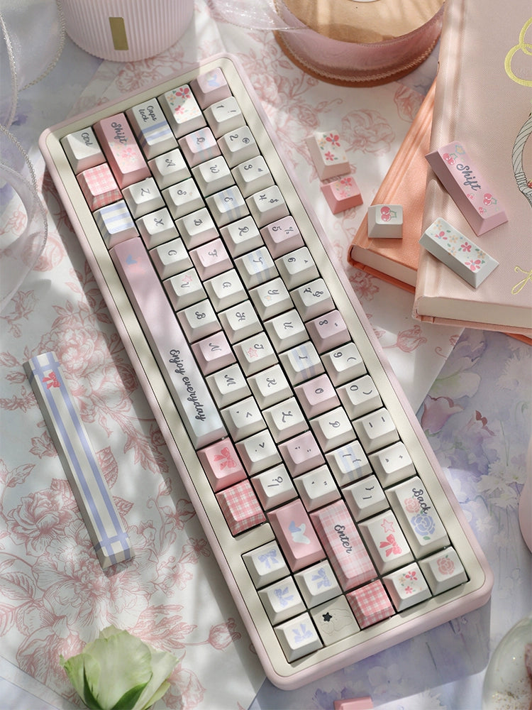 043 Pastel Pink Blue Grids Garden Keycap Cherry/ MOA Profile 152 keys BeeFun design