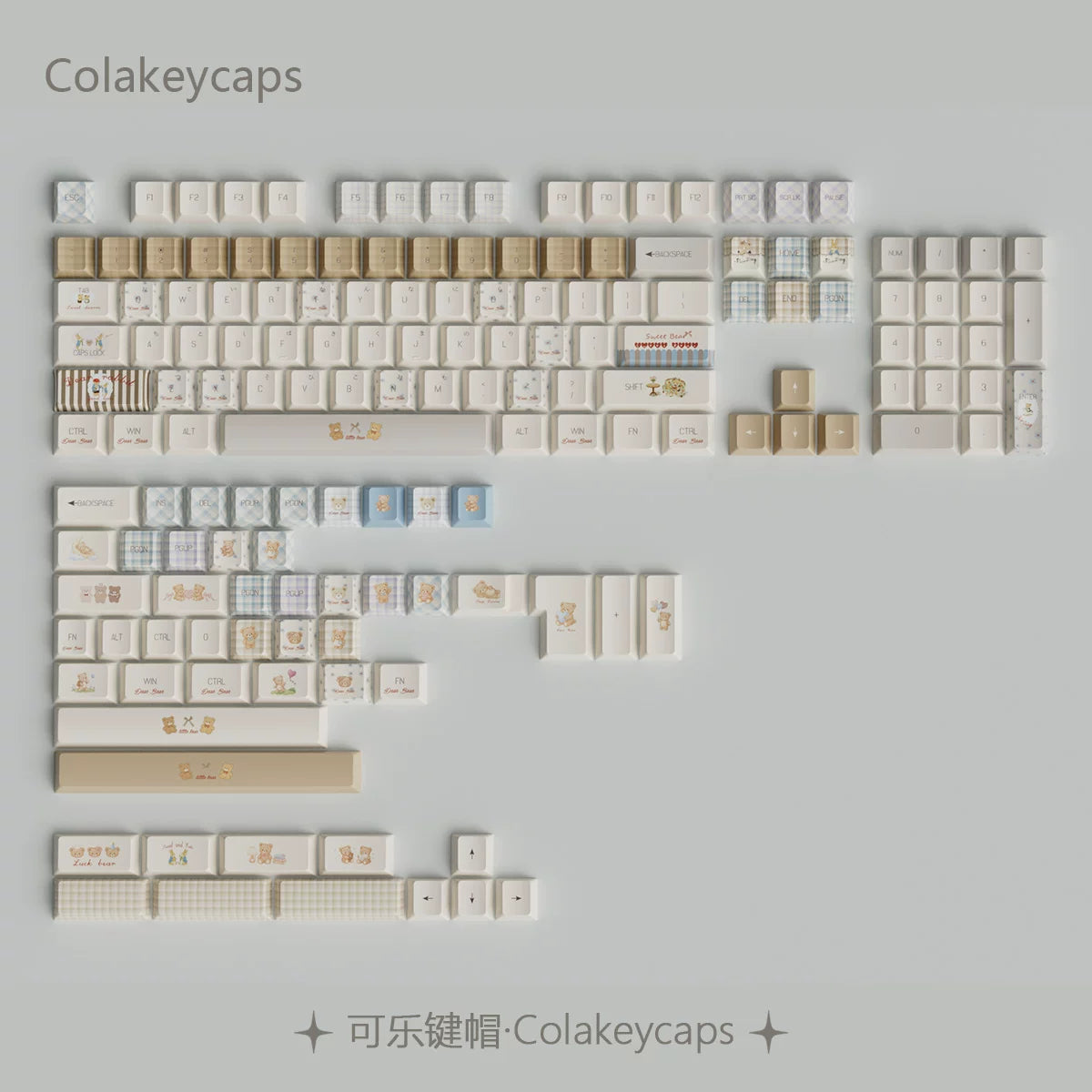 #0283 Milk Coffee Bear Cream Letter Tea Party Keycap Cherry Profile Designed By COLA