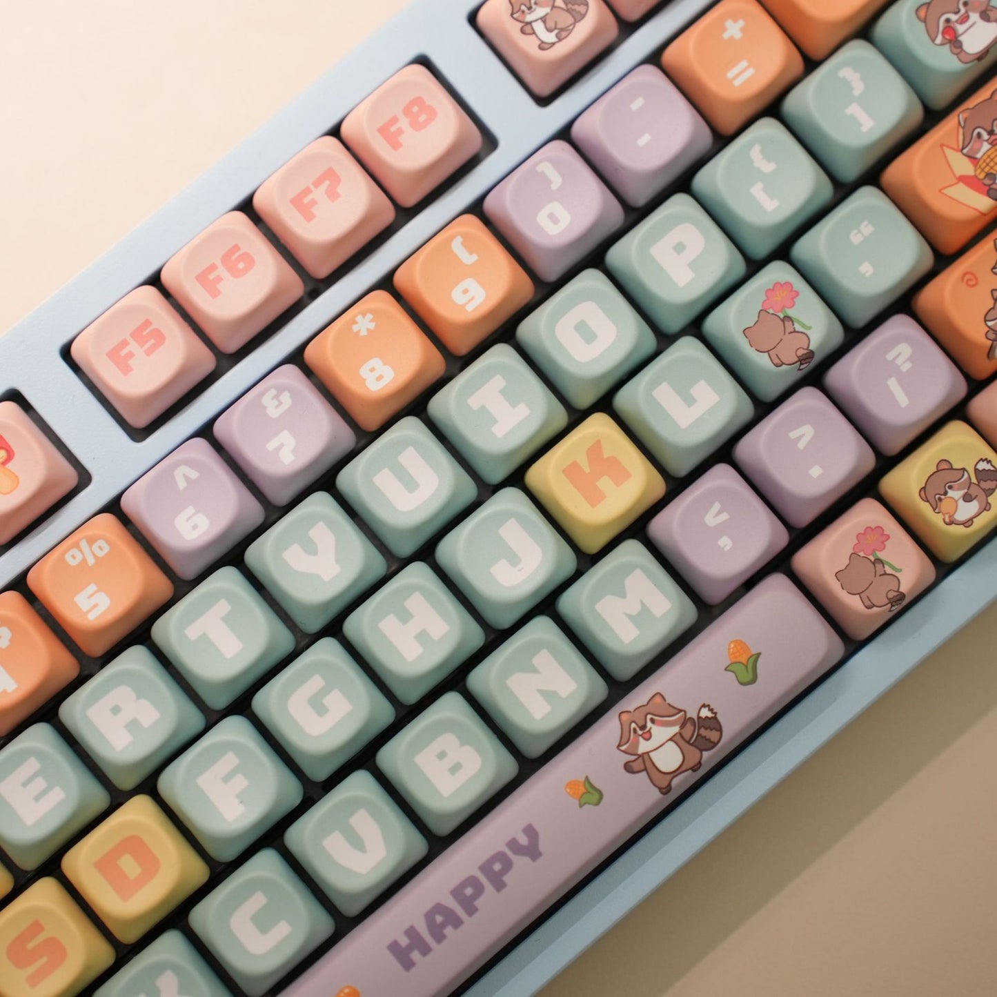 MOA Profile PBT Cute Raccoon Theme Full Set of Keycaps