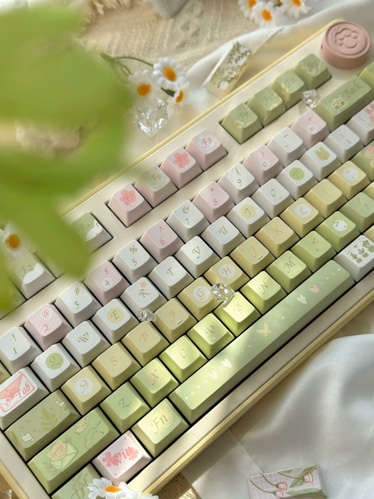 088 Spring Talks Light Pink Green Keycap Cherry Profile