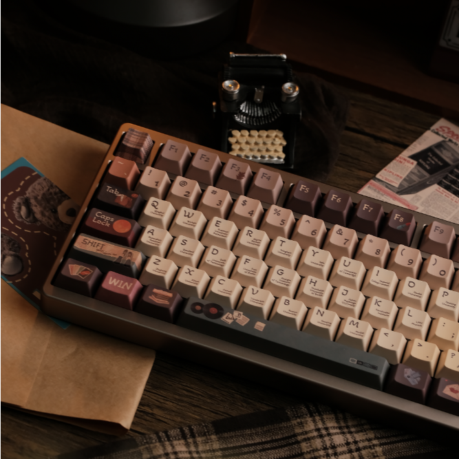 111 MoCoo American Retro Brown Keycaps Simple Retro Cherry Profile