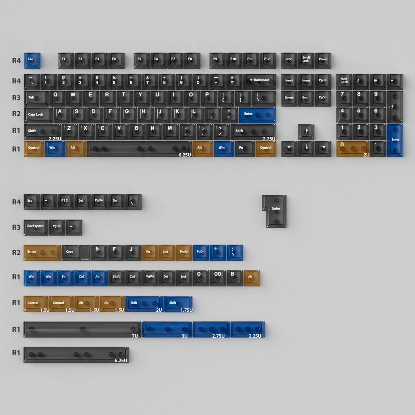 #0258 Interstellar High Transparency PC Keycaps Premium Gray Cherry Profile (not Including Keyboard)