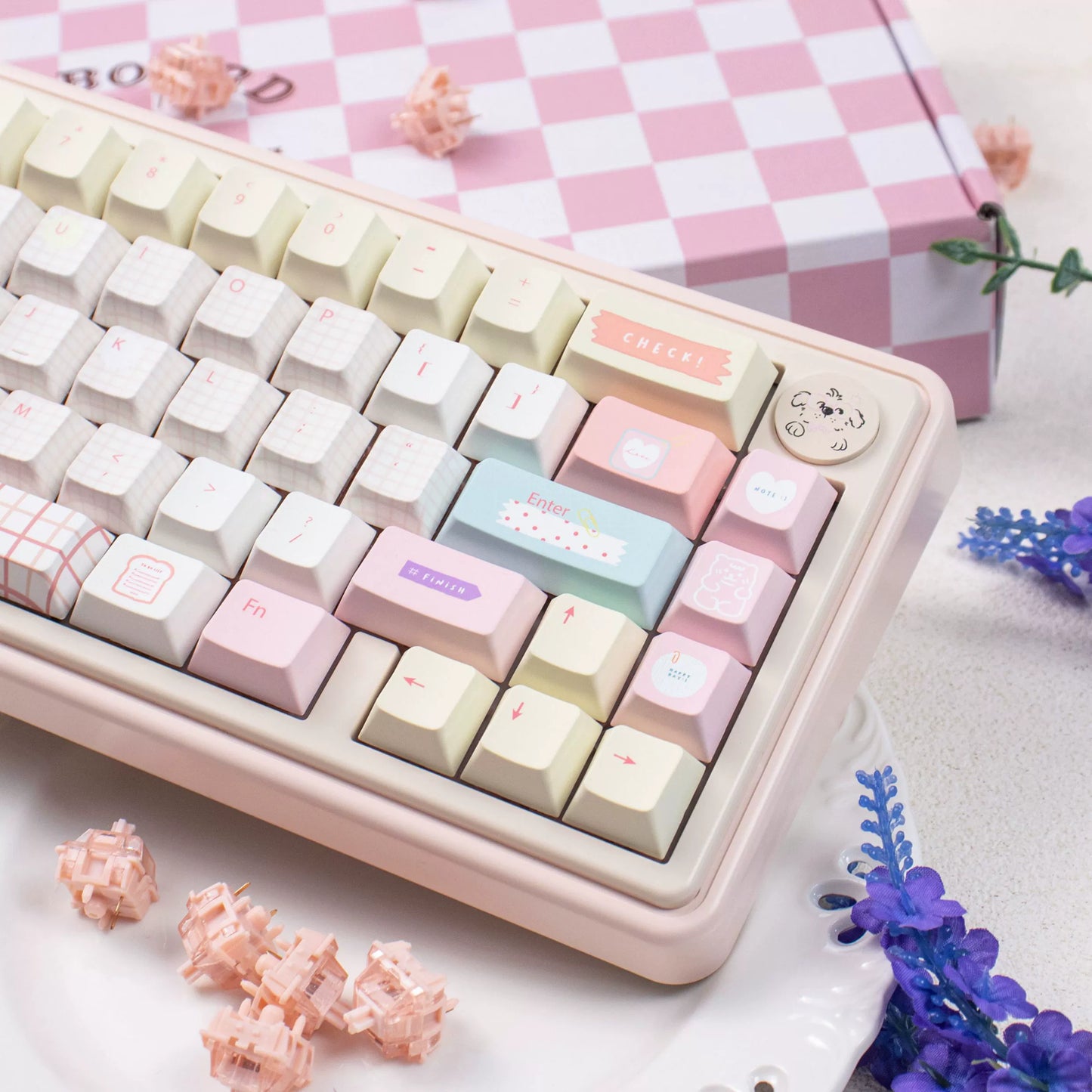 UR65 Blue/Pink/Red Mechanical Customized Keyboard (Tri-mode Gasket Hot Swap RGB Support QMK/VIA)