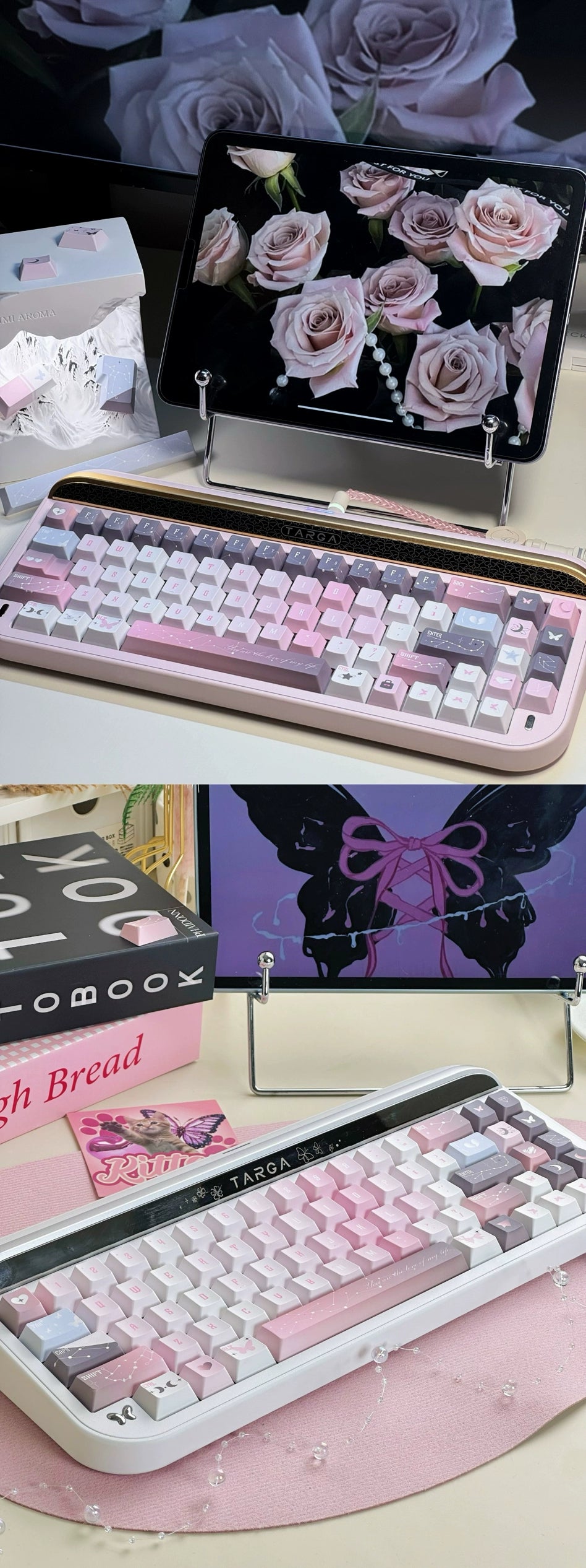 092 Star Fluctuation Gray Pink Gradual Change Advanced Sense Cherry Profile Keycap