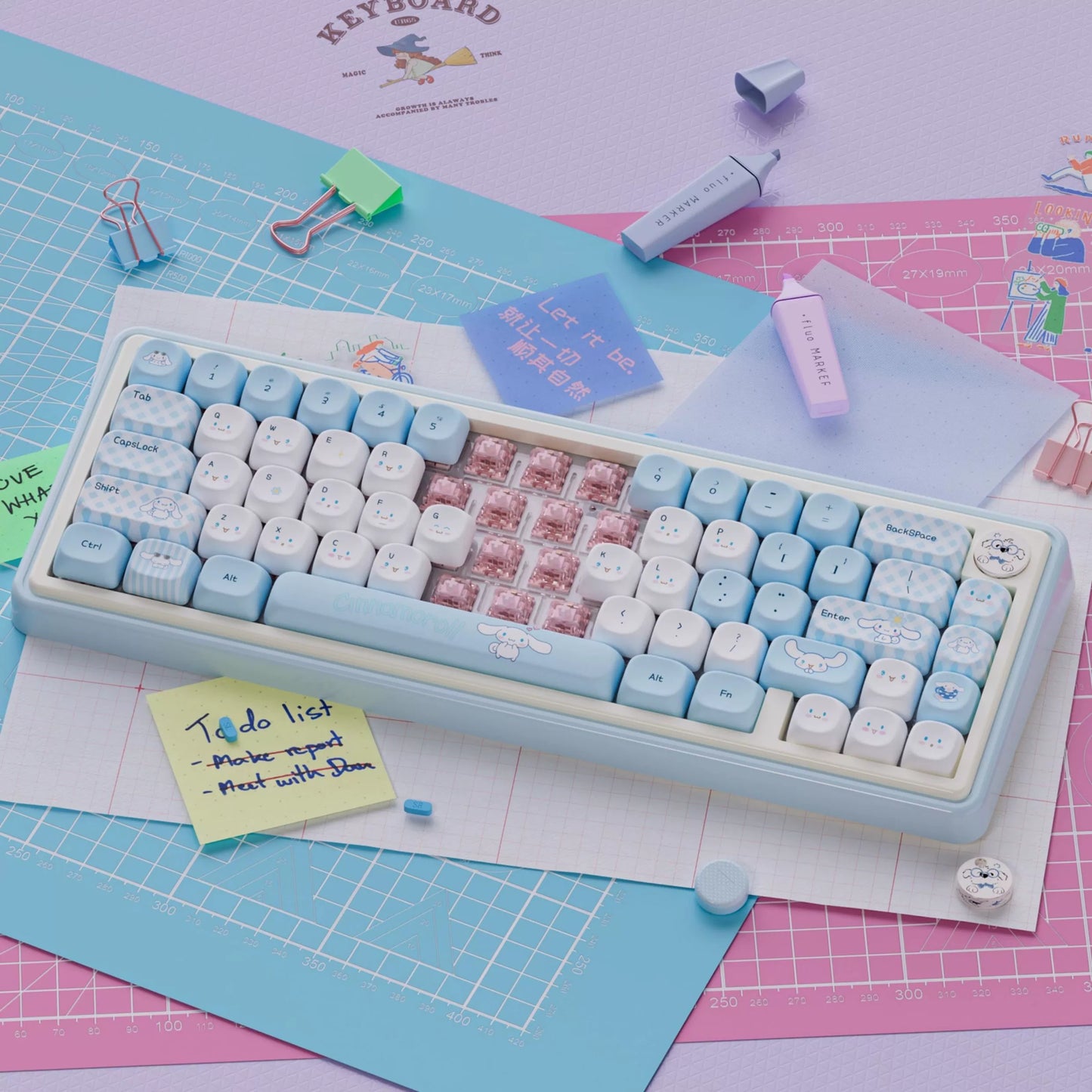 UR65 Blue/Pink/Red Mechanical Customized Keyboard (Tri-mode Gasket Hot Swap RGB Support QMK/VIA)