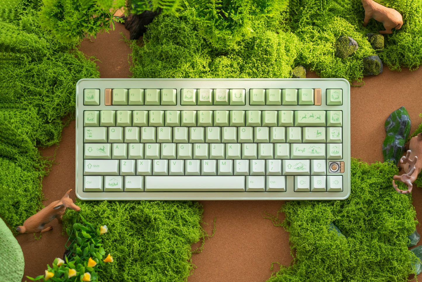 #0216 Fresh Green Dearwood Whisper Keycap Set Cherry Profile PBT146+PC115  （not including keyboard）